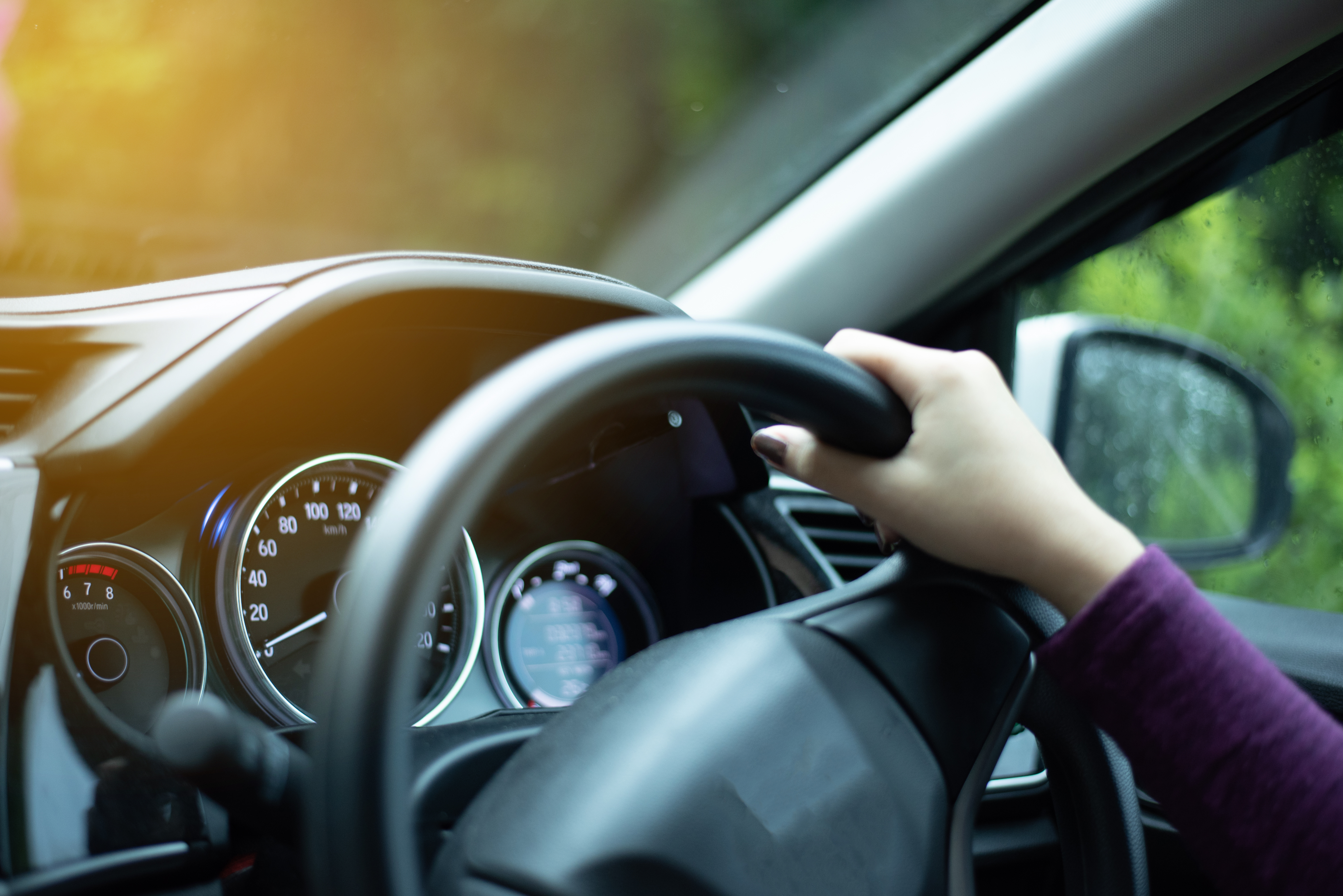 Driver practising safely on a countryside road