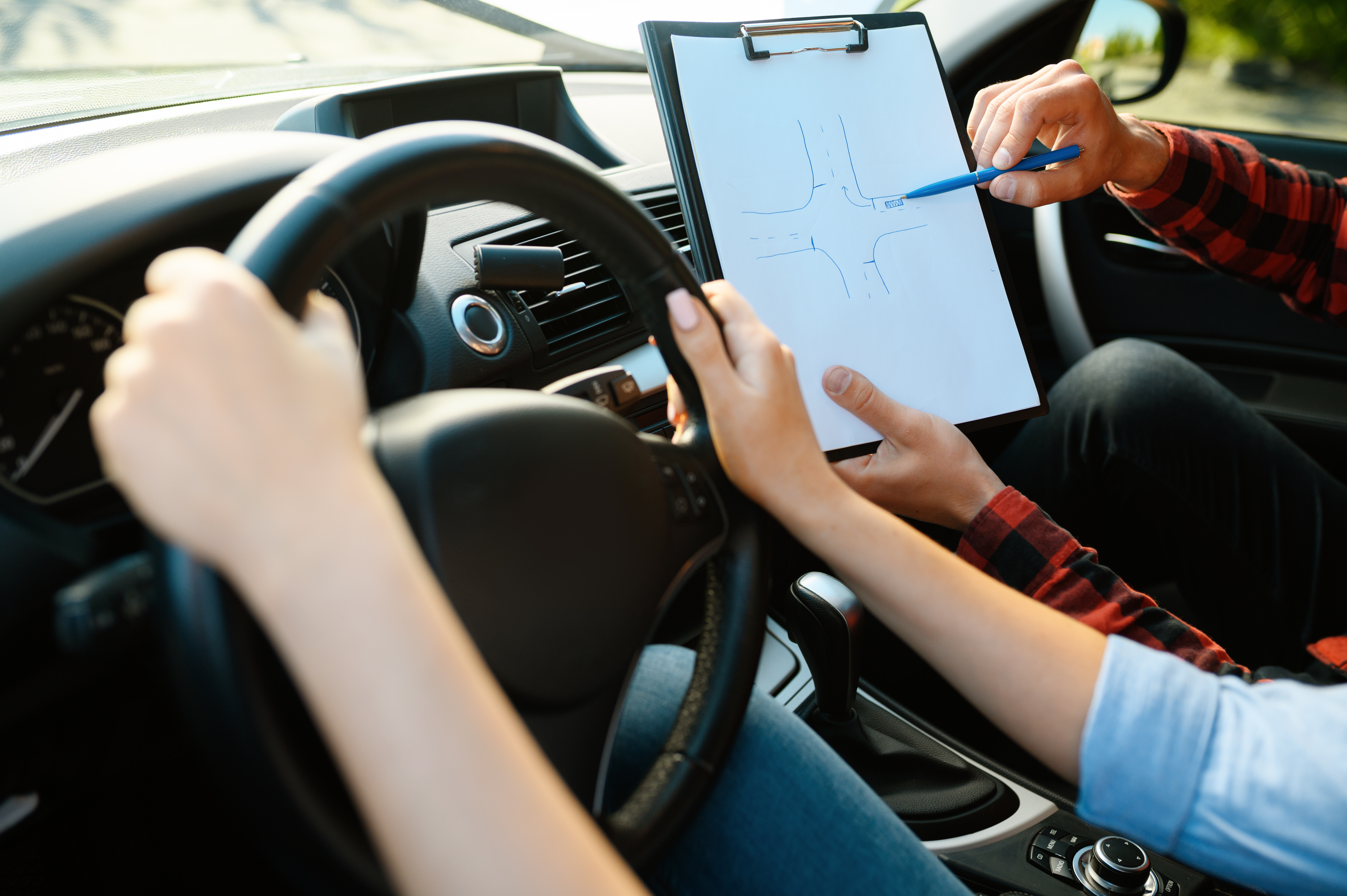 Person being taught how to drive in Bridgend