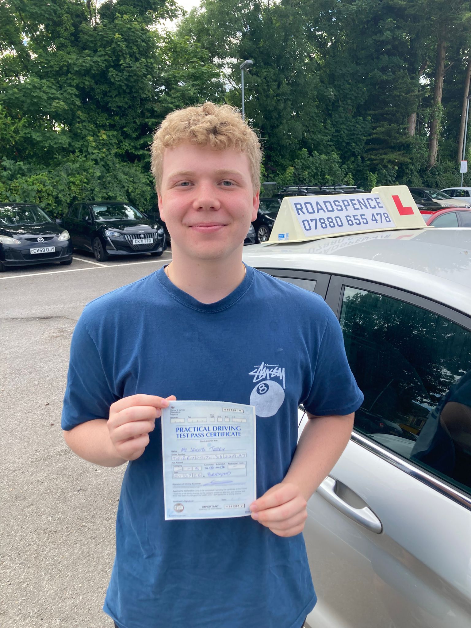 Jacob's image on pass day from RoadSpence driving school